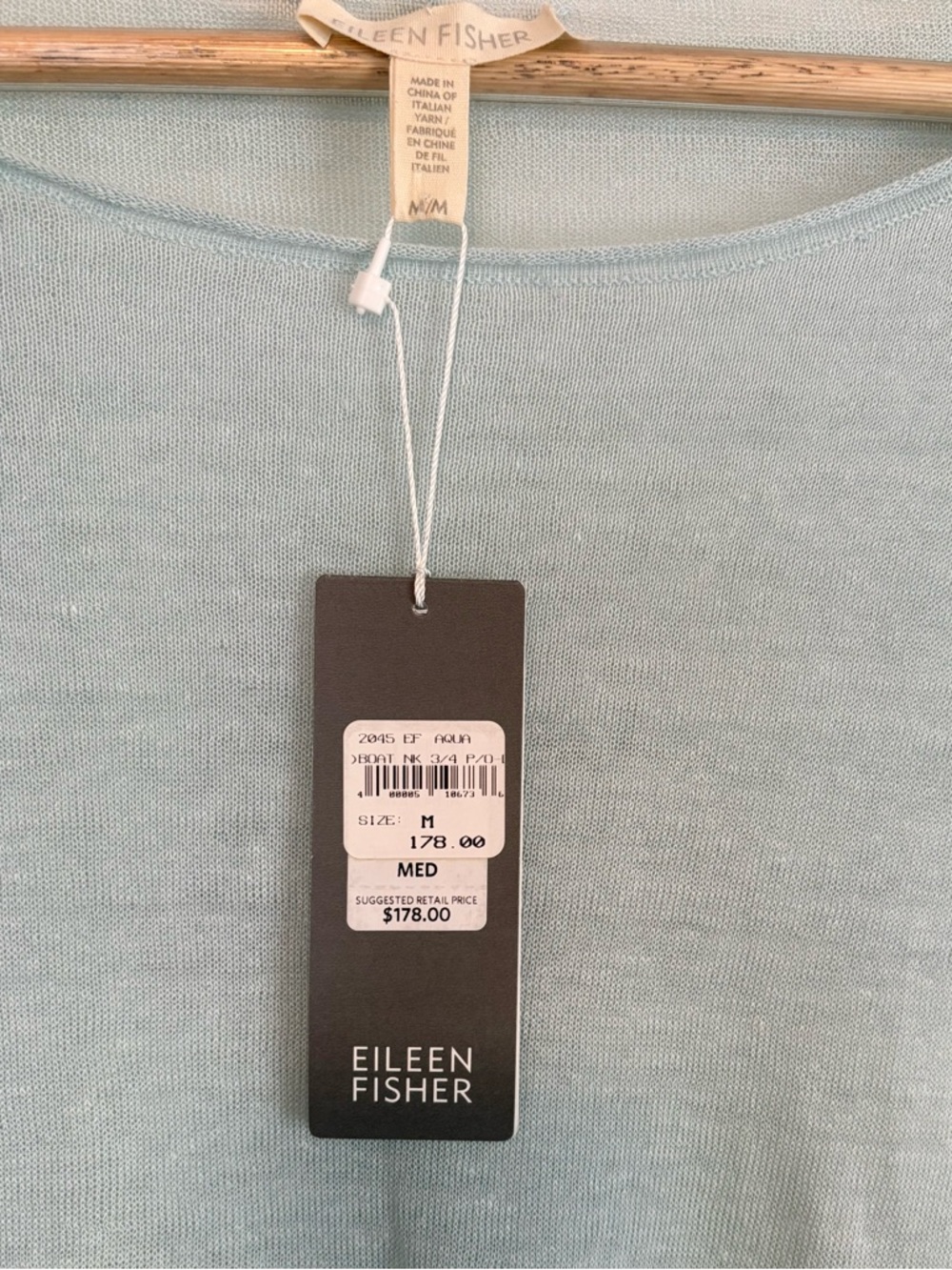 Eileen Fisher Linen Crepe Top NWT. Medium. Italian Yarn. Light Green. Lagenlook - Picture 4 of 14